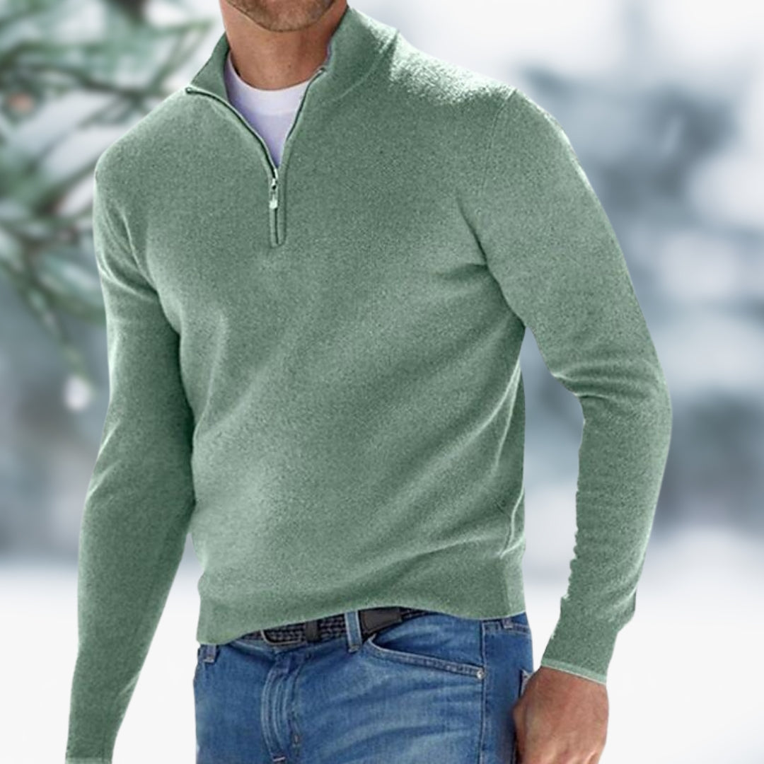 MARK | Fine Knitted Men's Sweater with Quarter Zip