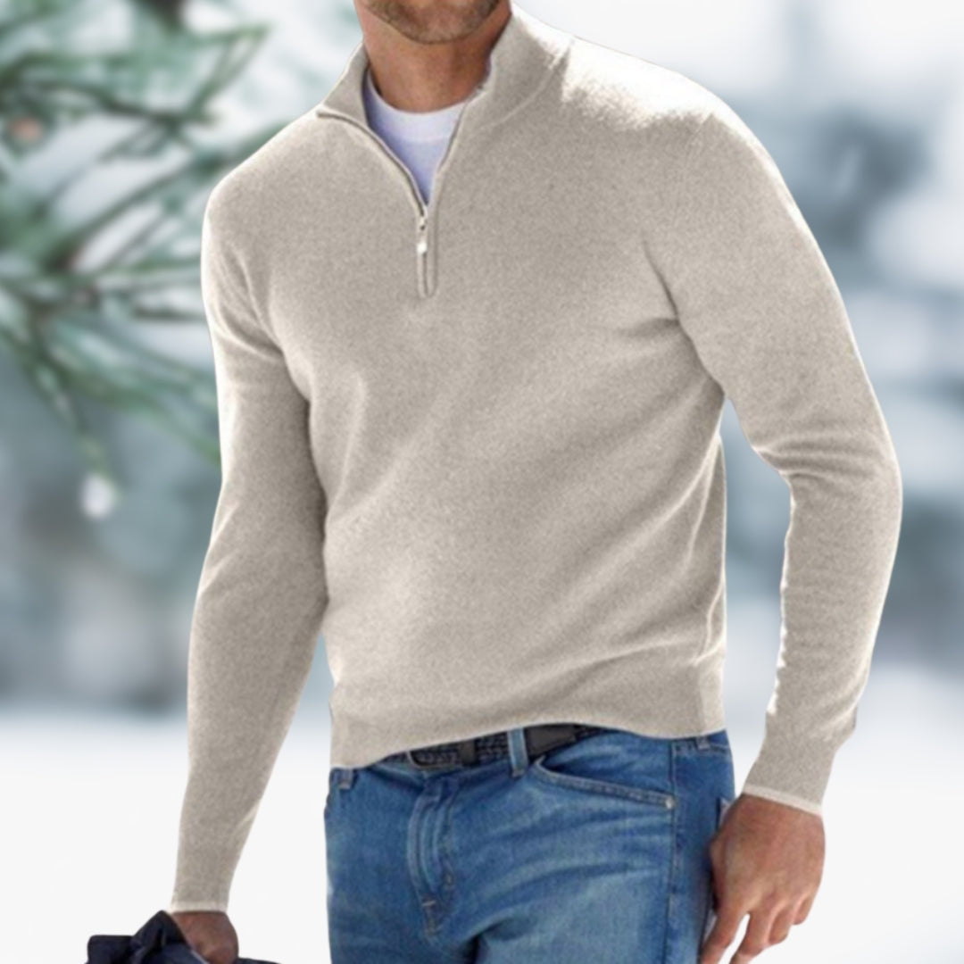 MARK | Fine Knitted Men's Sweater with Quarter Zip