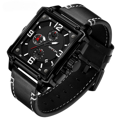 Tactical Men's Leather Watch with Quartz Movement