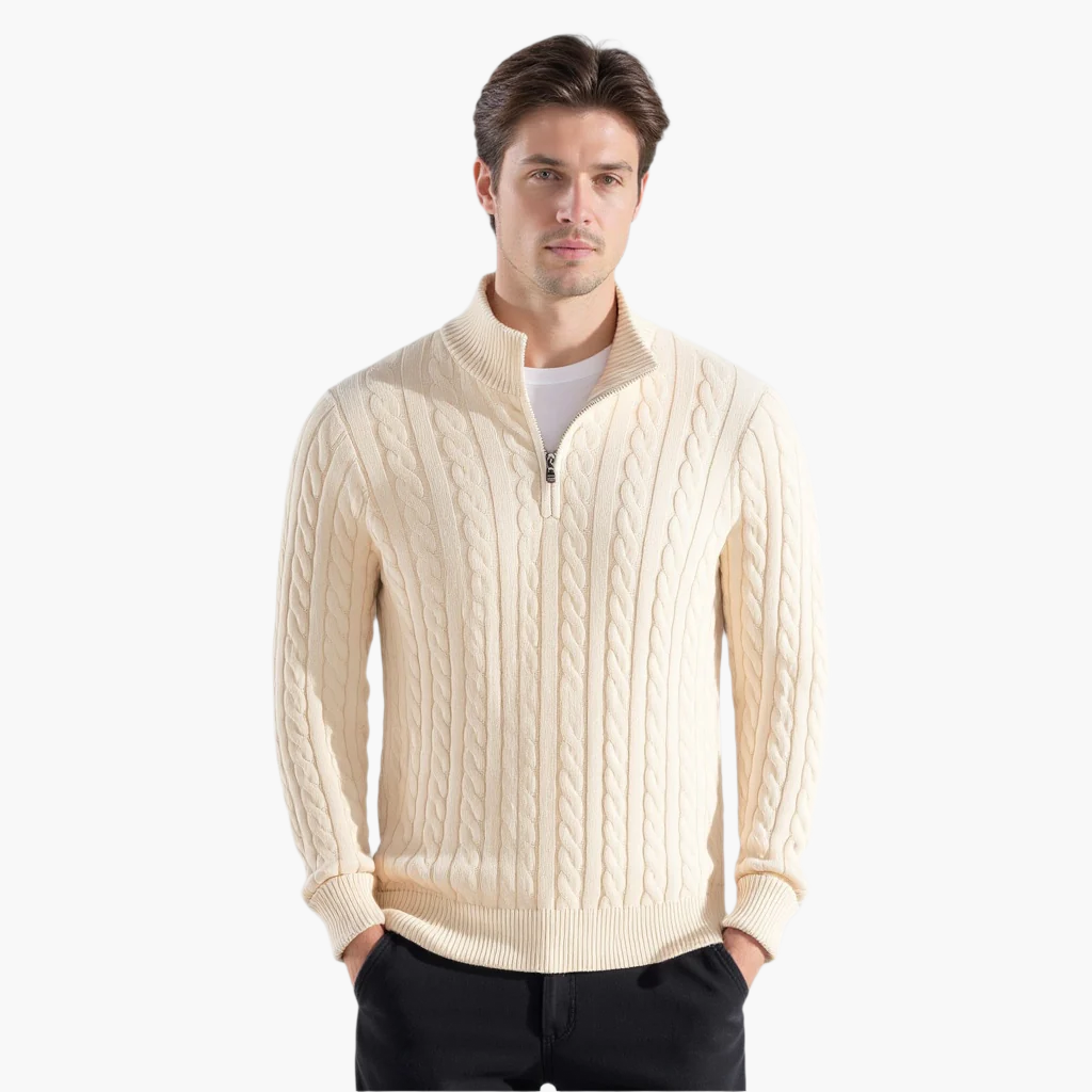 Arvid™ | Cable Knit Half-Zip Sweater