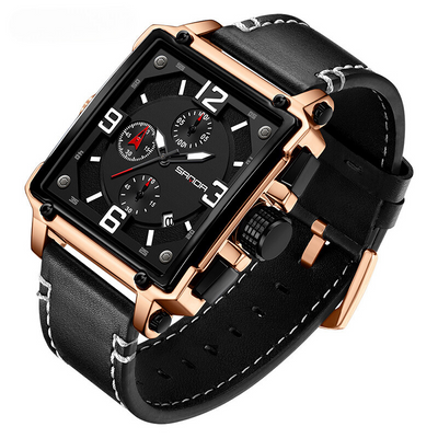 Tactical Men's Leather Watch with Quartz Movement