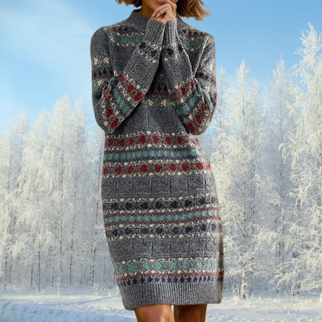 Mony - Knitted dress with ethnic pattern