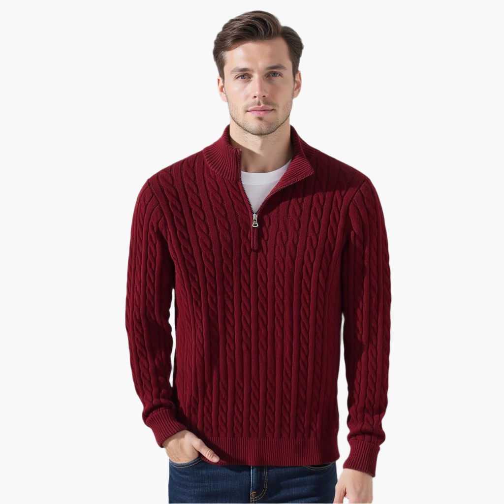 Arvid™ | Cable Knit Half-Zip Sweater