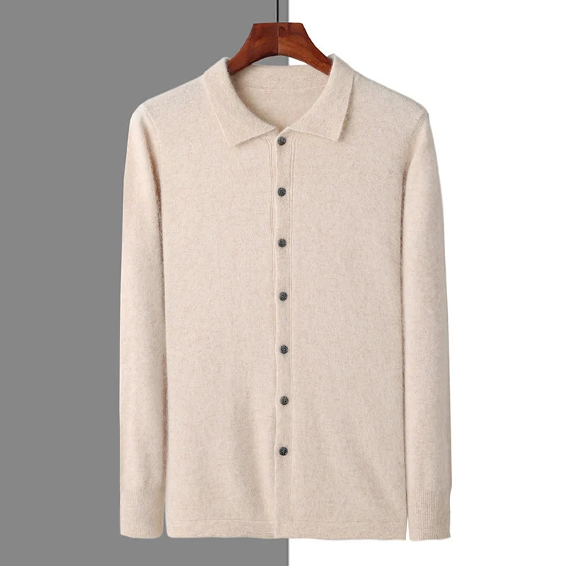 100% CASHMERE POLO BUTTON