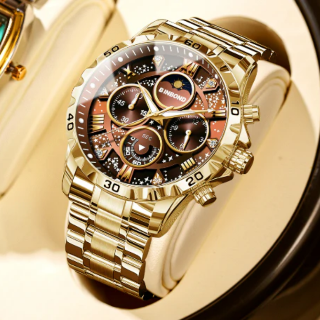 Luxury Chronograph Watch with Metal Band