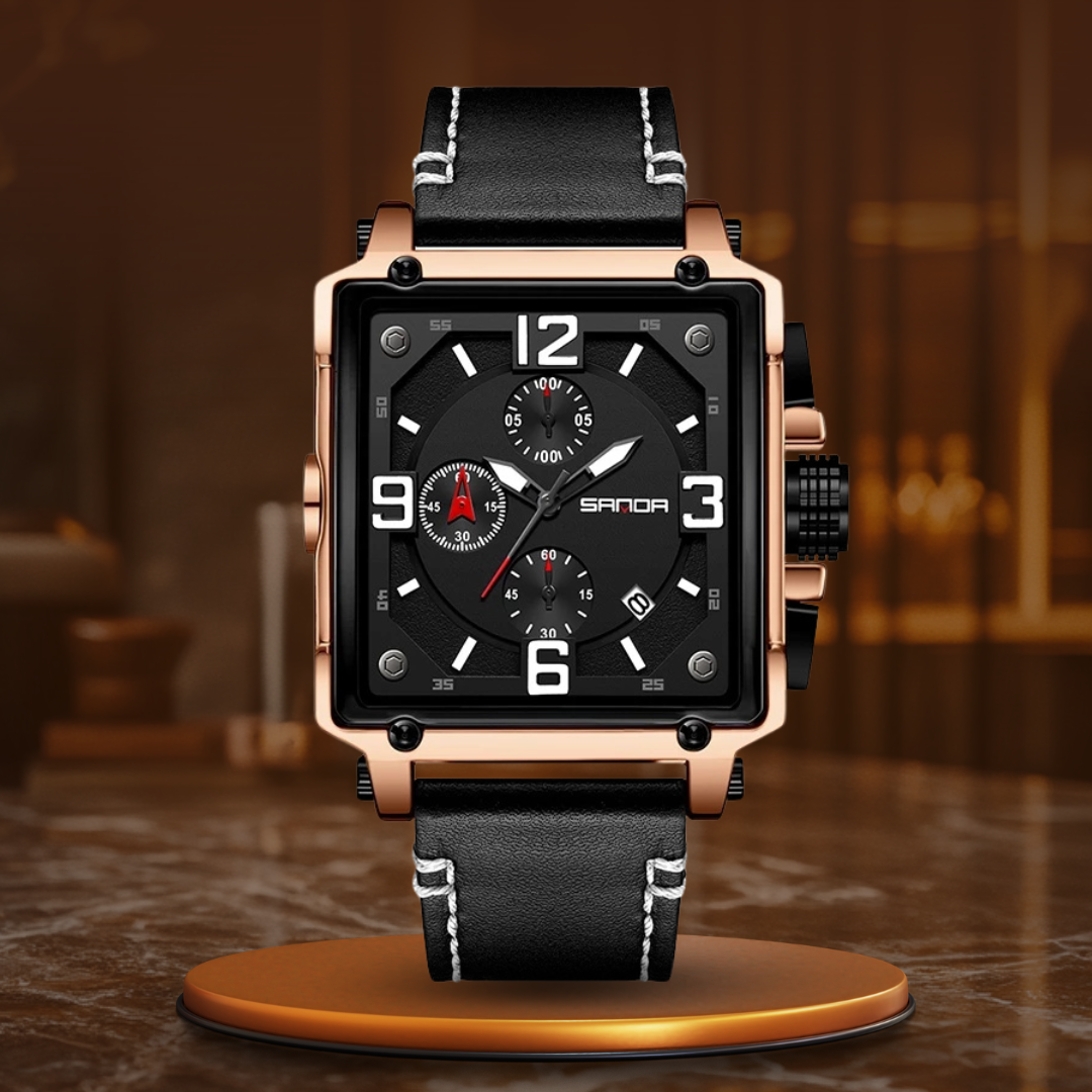 Tactical Men's Leather Watch with Quartz Movement