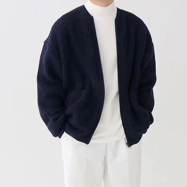 Seth - Fine-knit men's sweater with zipper