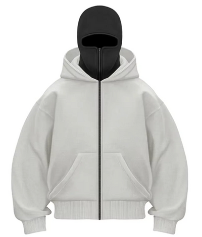 Solid Color Hoodie with Balaclava